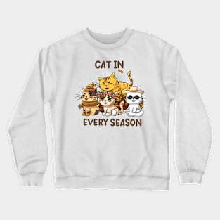 Cat every season warm color Crewneck Sweatshirt